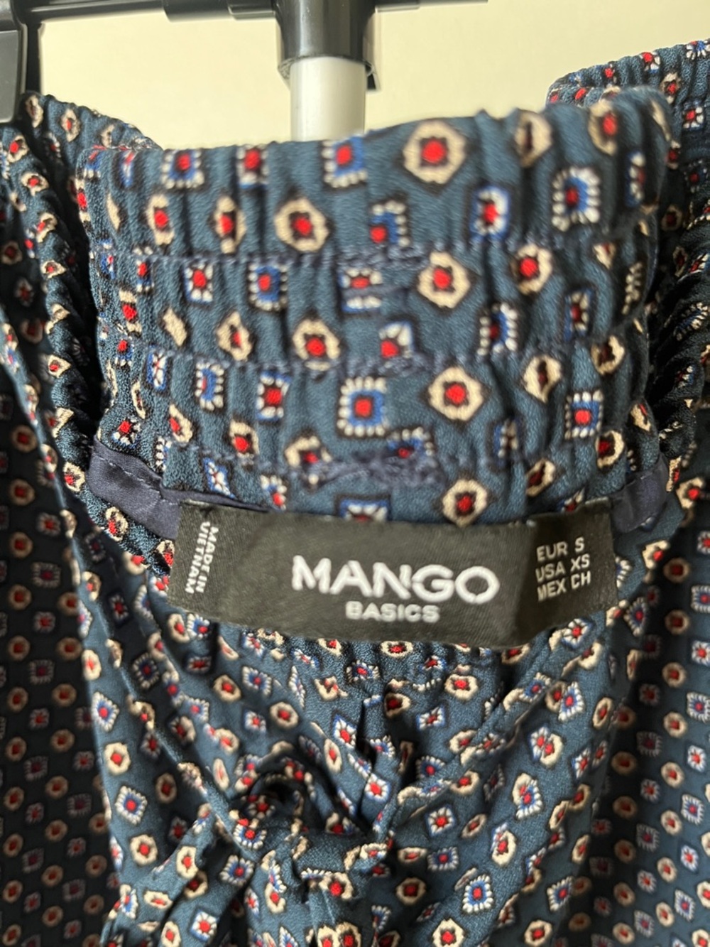 Mango Navy Geometric Drawstring Track Pants - Picture 2 of 4